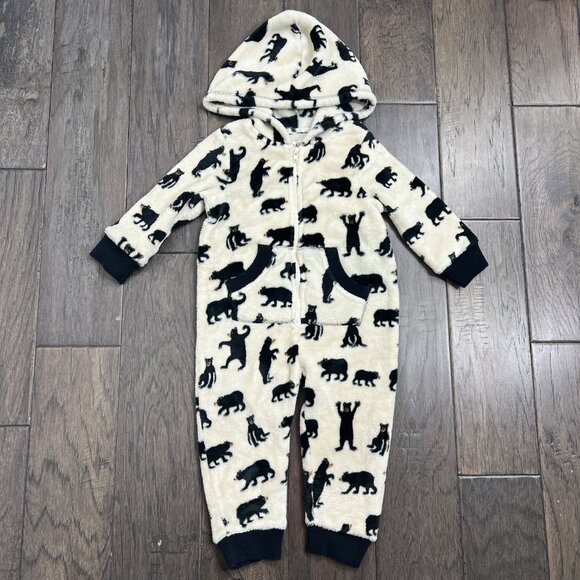 Hatley Baby Black Bears Hooded Fleece Jumpsuit - Picture 2 of 4